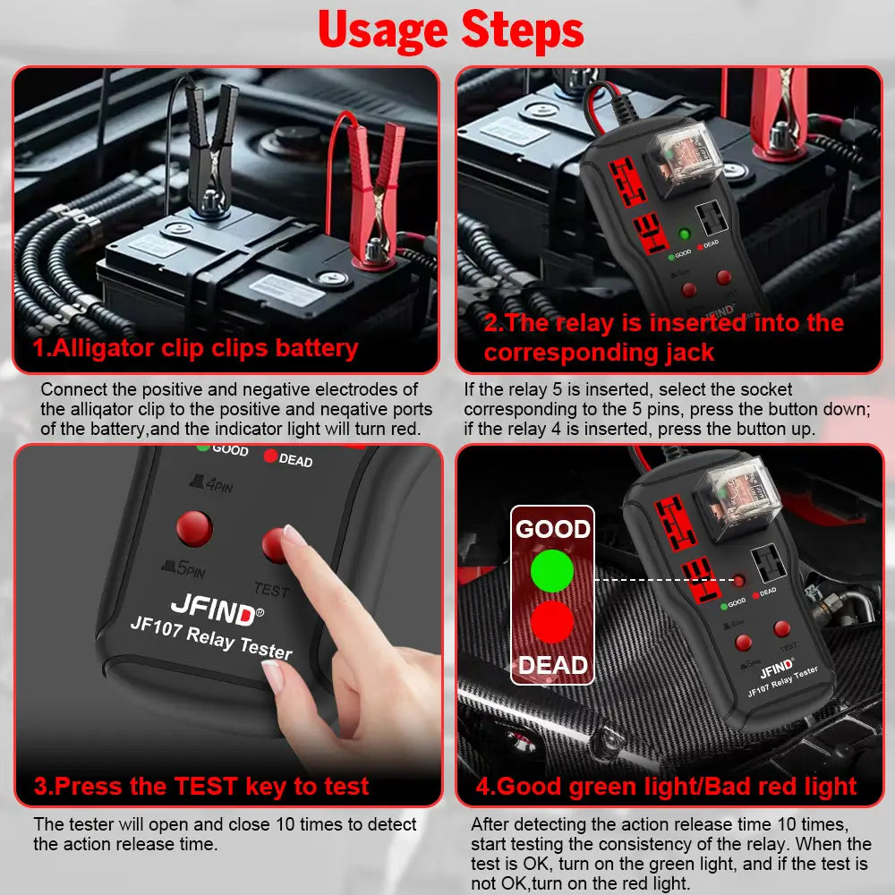 Car Relay Tester Diagnostic Tools 12V-24V Voltage Tester Battery Automotive LED Indicator Relay Detection Diagnostic Checker