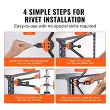 SucceBuy 16" Rivet Nut Tool, Labor-Saving Rivnut Tool Kit with 13PCS Metric SAE Mandrels, 186PCS Rivet Nuts, With Carrying Case