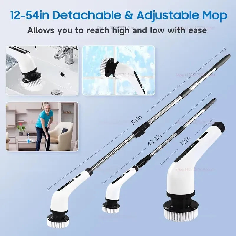 9-in-1 Electric Spin Scrubber Cordless | Adjustable Handle for Tub Tile Floor